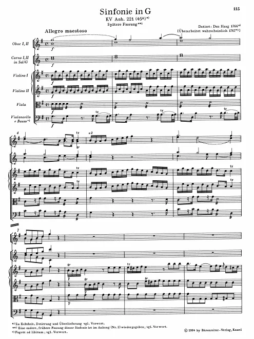 First page of Symphony in G major