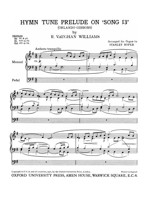 First page of Hymn Tune Prelude on Song 13 by Orlando Gibbons