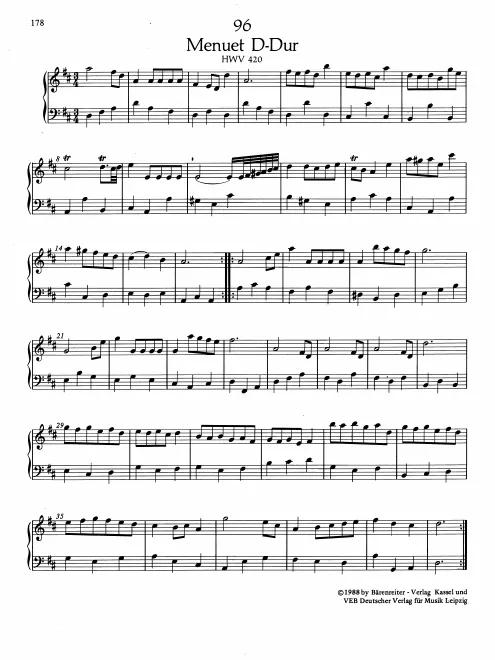 First page of Minuet in D major