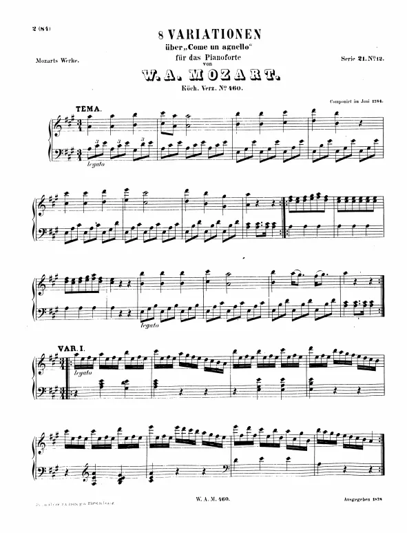 First page of 8 Variations on "Come un agnello"
