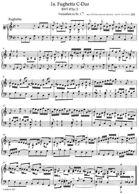 First page of Prelude and Fughetta in C major