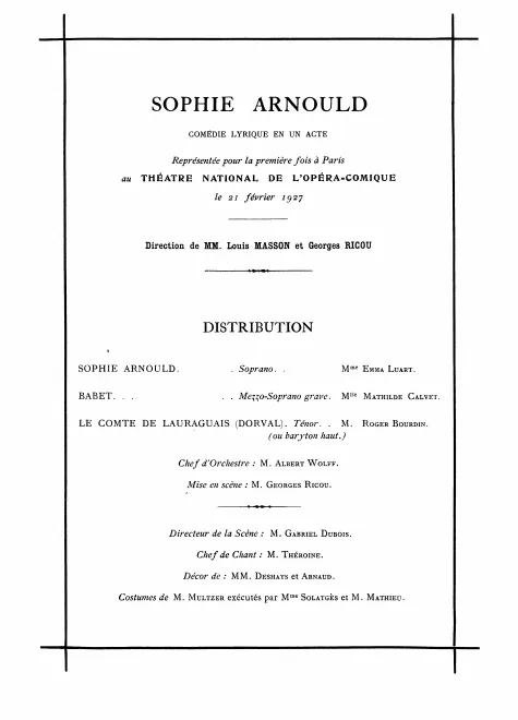 First page of Sophie Arnould