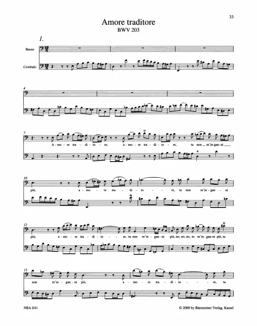First page of Amore traditore