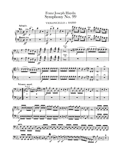 First page of Symphony No.99 in E-flat major