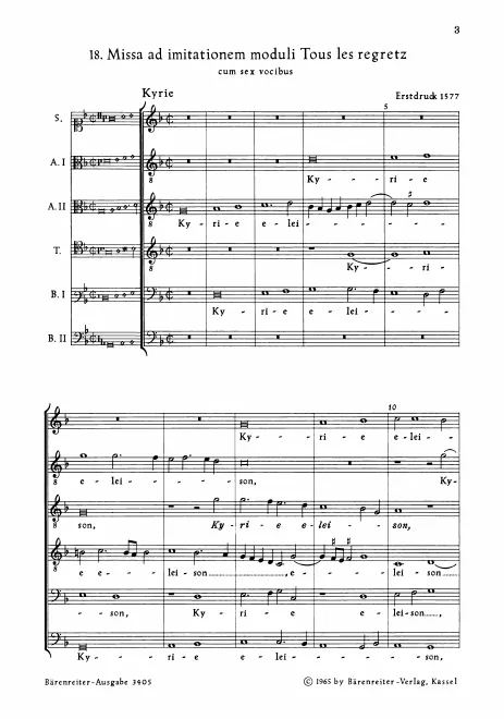 First page of Missa ad imitationem moduli Tous les regretz