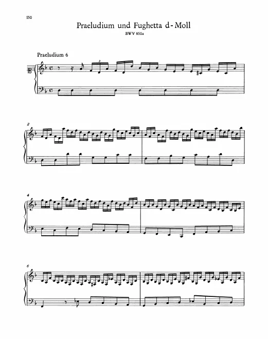 First page of Prelude and Fughetta in D minor