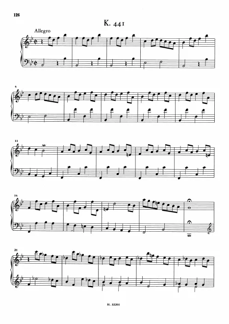 First page of Keyboard Sonata in B-flat major