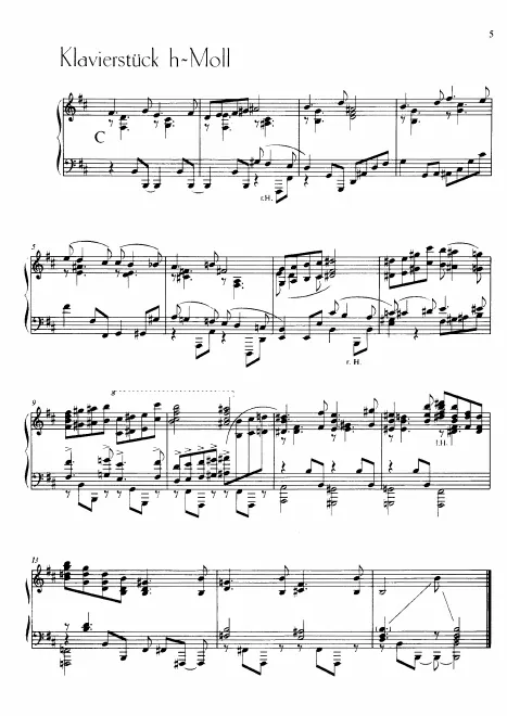 First page of Klavierstück in B minor