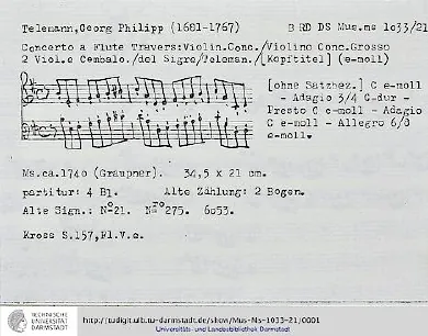 First page of Concerto for Flute and Violin