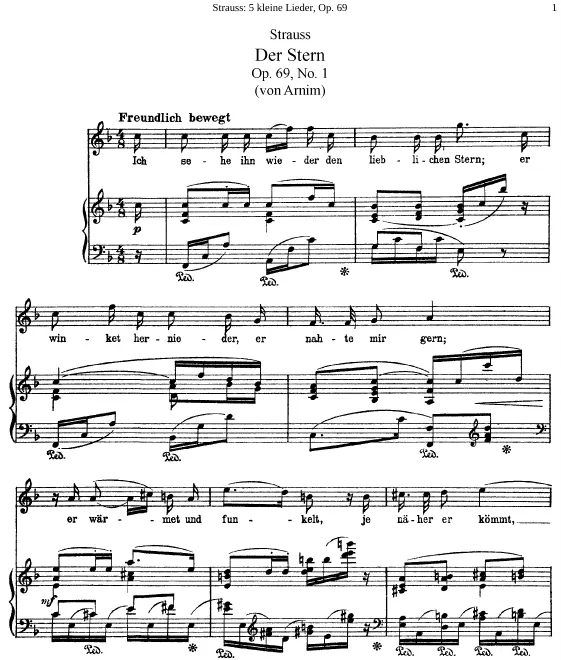 First page of 5 kleine Lieder nach Gedichten von Achim von Arnim und Heinrich Heine