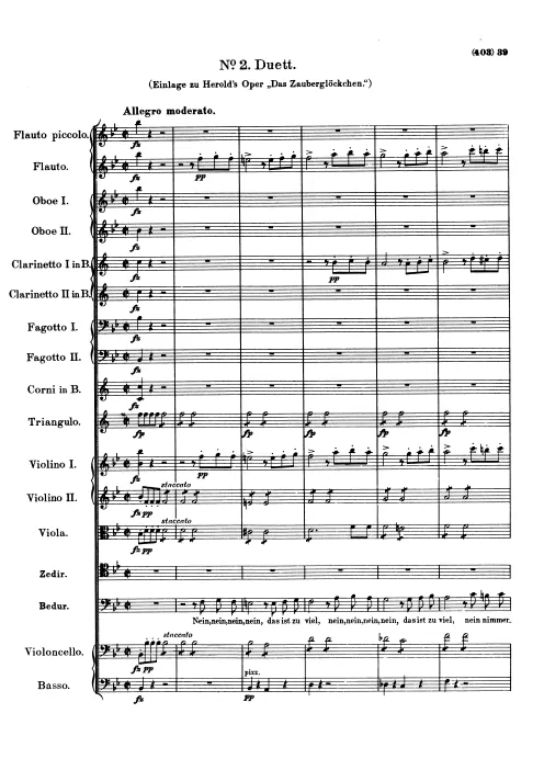 First page of Aria and Duet for Hérold's opera 'Das Zauberglöckchen'