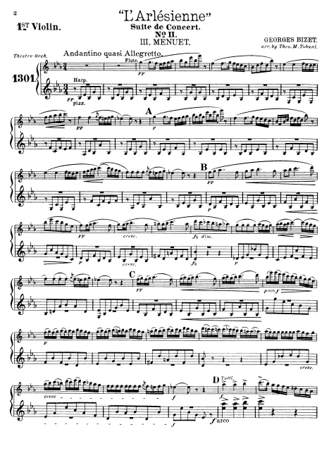 First page of L'Arlésienne Suite No.2