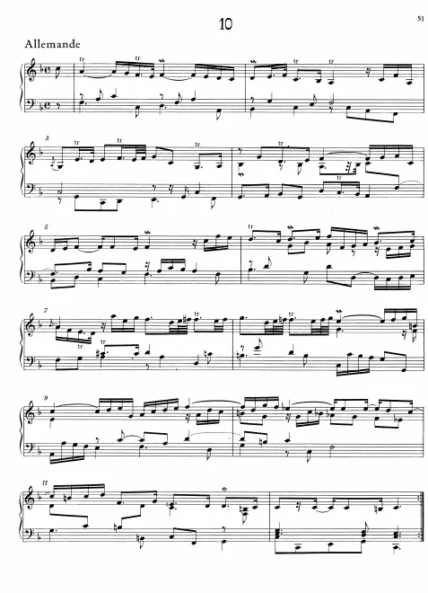 First page of Allemande, HWV 476