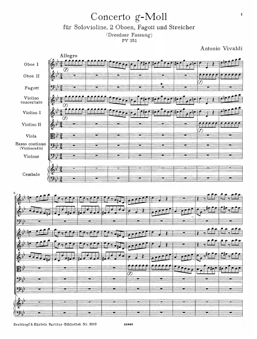 First page of Violin Concerto in G minor
