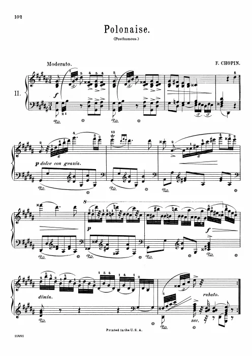First page of Polonaise in G-sharp minor, Op. posth.