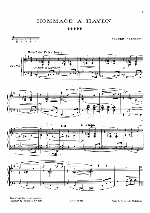 First page of Hommage à Haydn