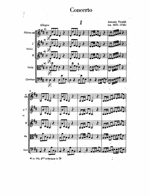 First page of Violin Concerto in D major