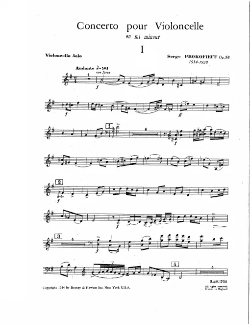 First page of Cello Concerto