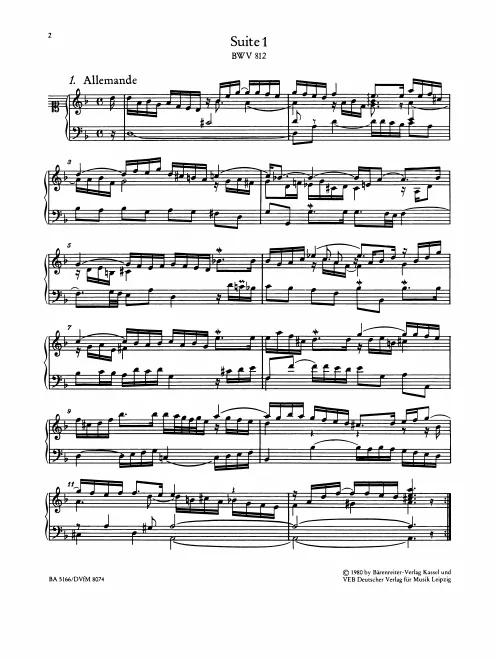 First page of French Suite No.1 in D minor
