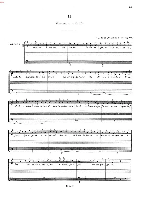 First page of Dimmi, o mio cor