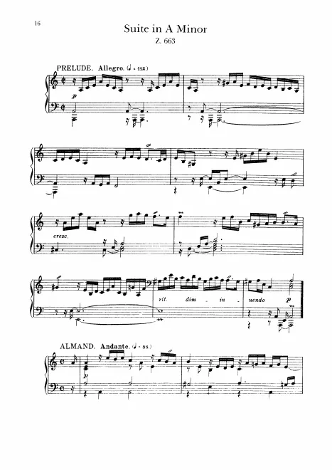 First page of Suite in A minor