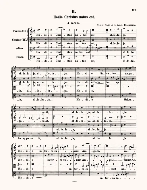 First page of Hodie Christus natus est