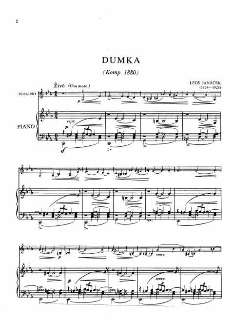 First page of Dumka for Violin and Piano