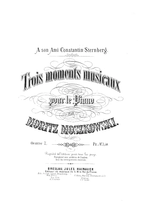 First page of 3 Moments musicaux