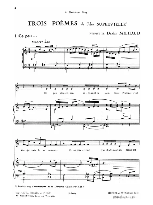 First page of 3 Poèmes de Jules Supervielle