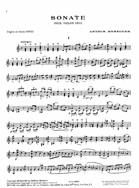 First page of Sonata for Solo Violin