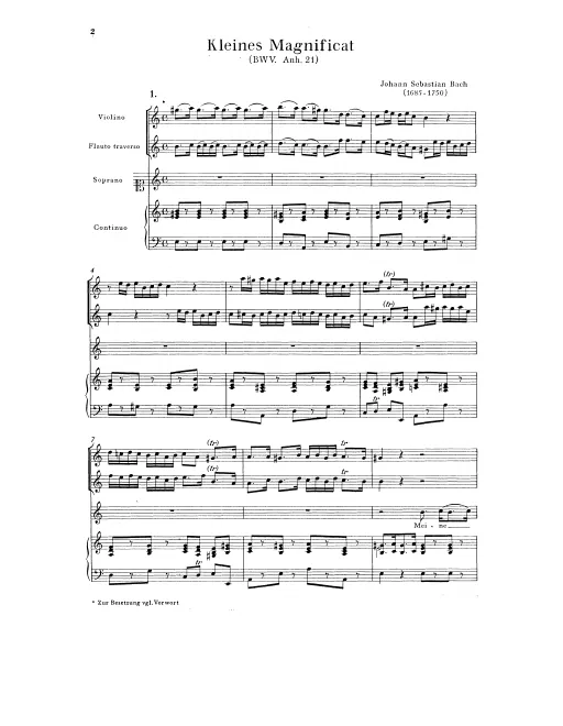 First page of Magnificat in A minor, BWV Anh.21