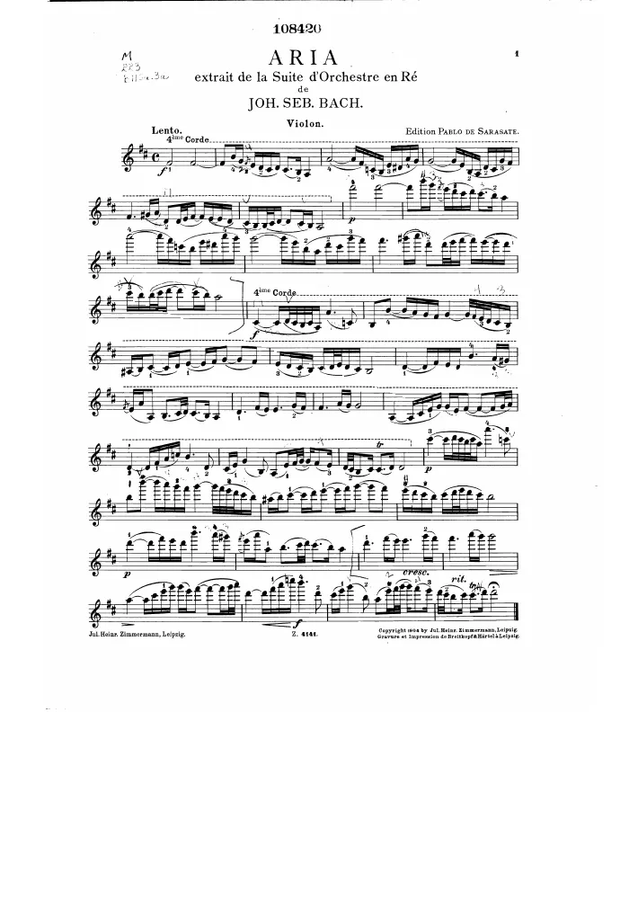 First page of Orchestral Suite No.3
