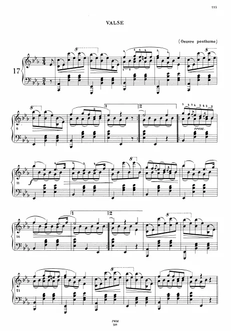 First page of Waltz in E-flat major