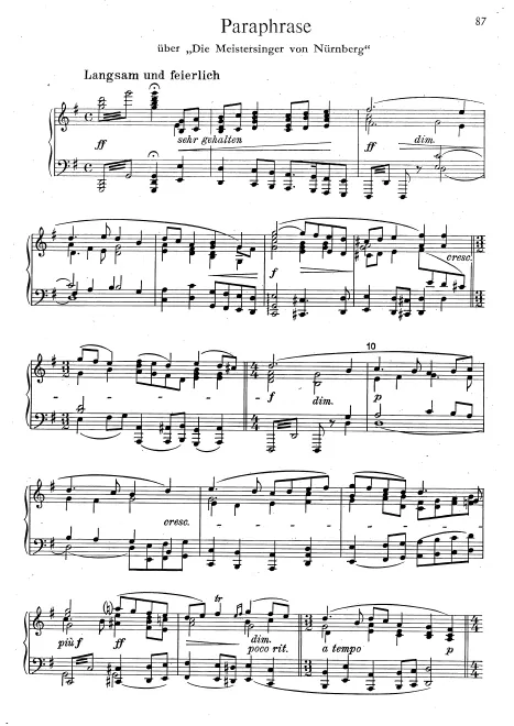 First page of Paraphrase on Wagner's 'Die Meistersinger von Nürnberg'