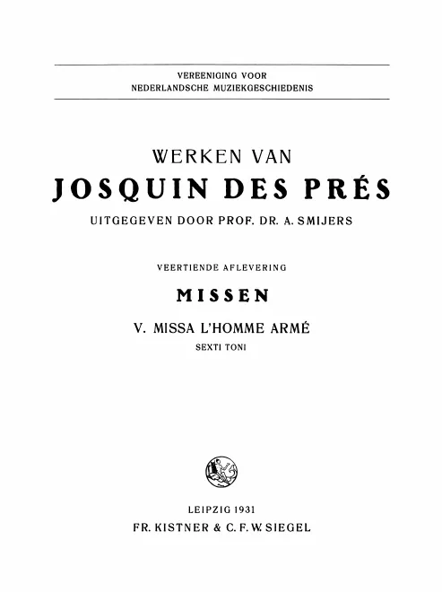 First page of Missa L'homme armé sexti toni