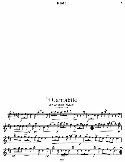 First page of Flute Concerto in D major, 'Il Gardellino'