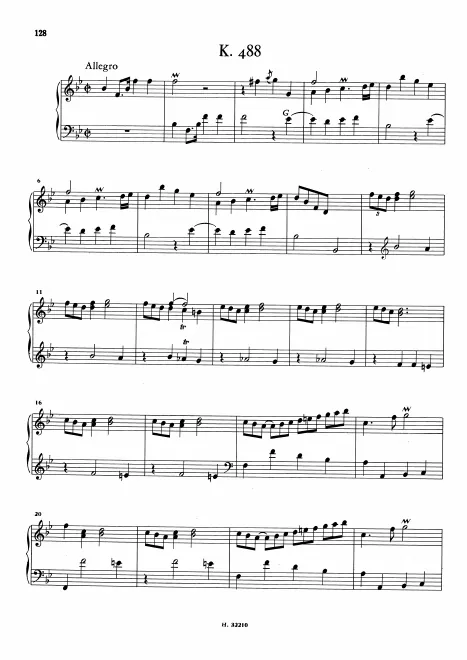 First page of Keyboard Sonata in B-flat major