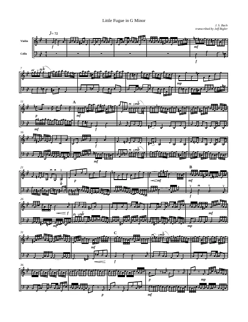 First page of Fugue in G minor