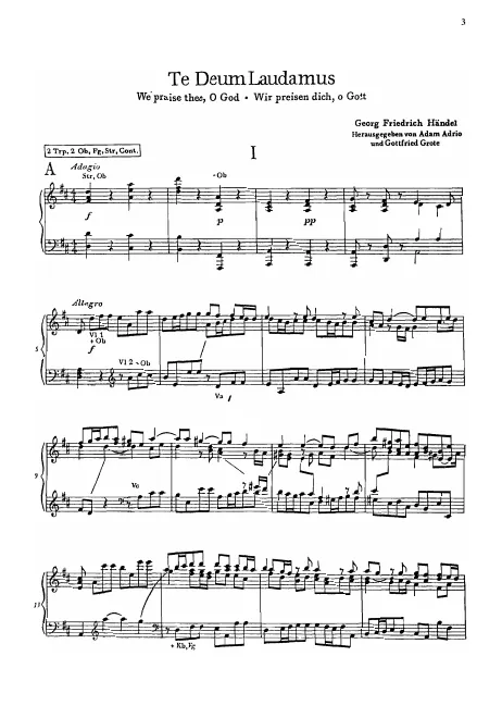 First page of Te Deum in D major
