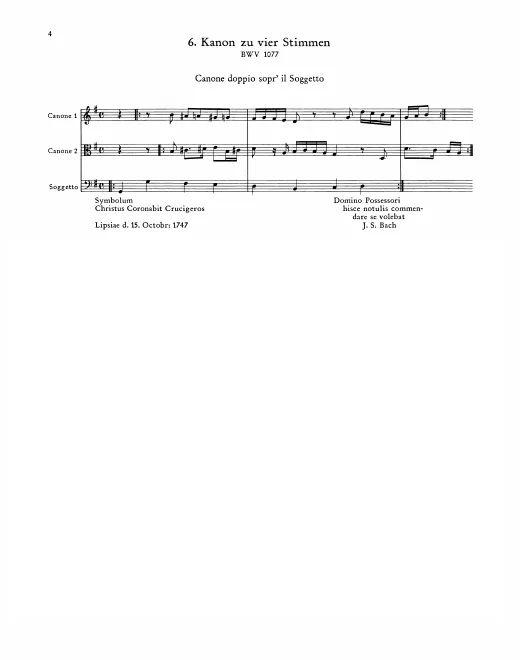 First page of Kanon zu vier Stimmen