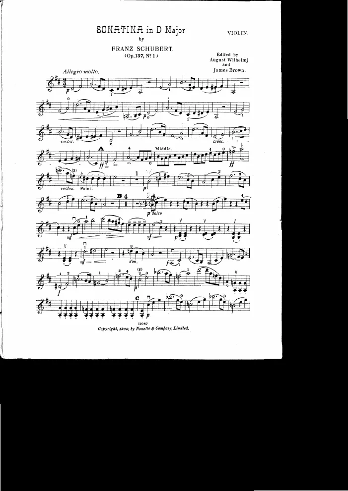 First page of Violin Sonata in D major