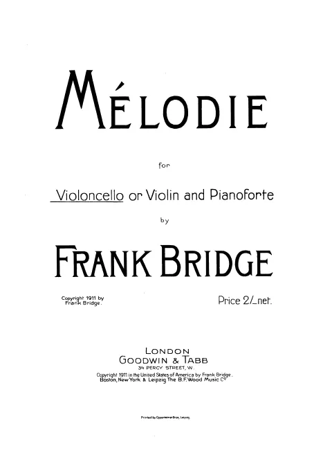 First page of Mélodie for Violin or Cello and Piano