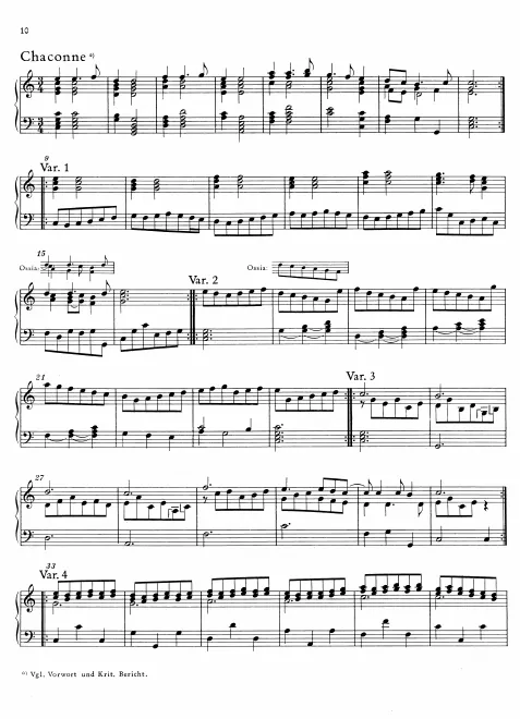 First page of Chaconne with 49 variations, HWV 484