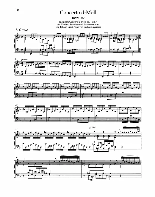 First page of Concerto in D minor