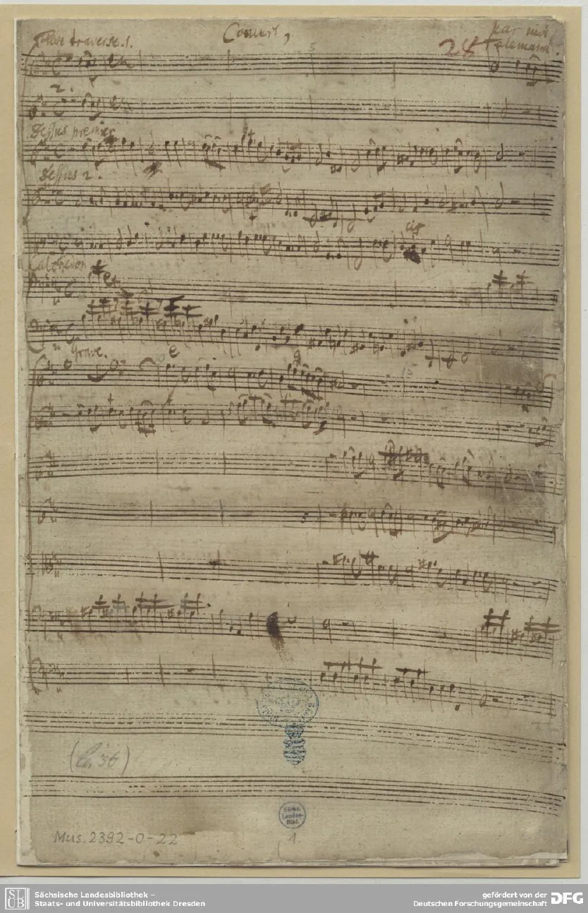 First page of Concerto for 2 Flutes and Calchedon