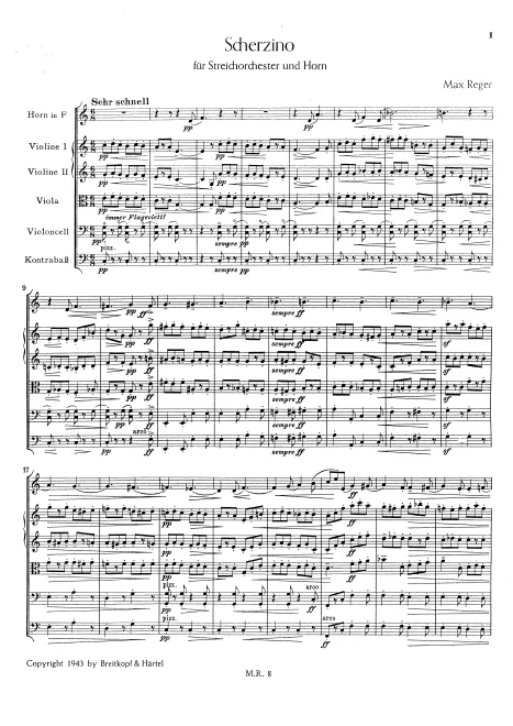 First page of Scherzino for Horn and Strings