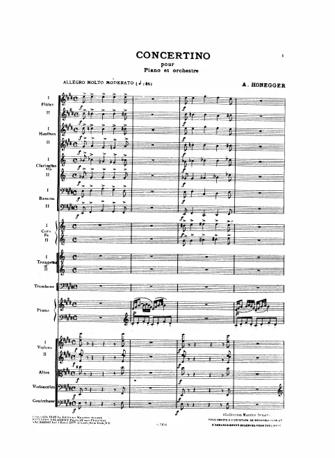 First page of Concerto for Piano and Orchestra