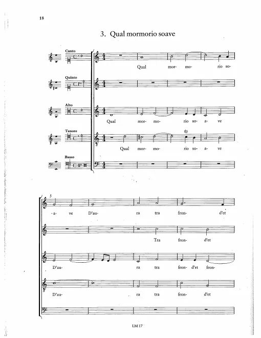 First page of Qual mormorio soave