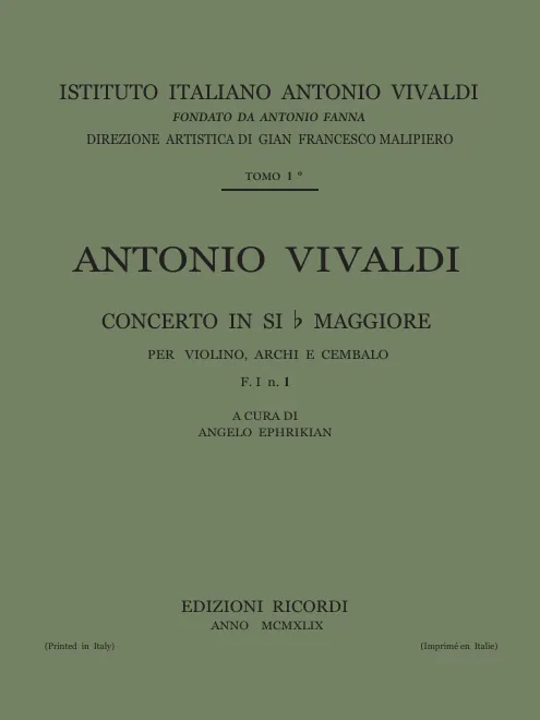 First page of Violin Concerto in B-flat major, RV 367