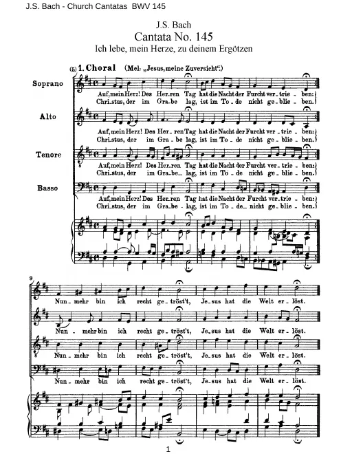 First page of Ich lebe, mein Herze, zu deinem Ergötzen